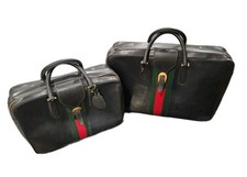 Set 2 Gucci Autentica Borsa Porta Indumenti Pelle Vintage Bagaglio Borsa Viaggio Valigia