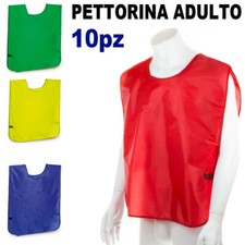 10pz GILET CASACCA SPORT CALCETTO CALCIO ROSSO BLU GIALLO PETTORINA ALLENAMENTO