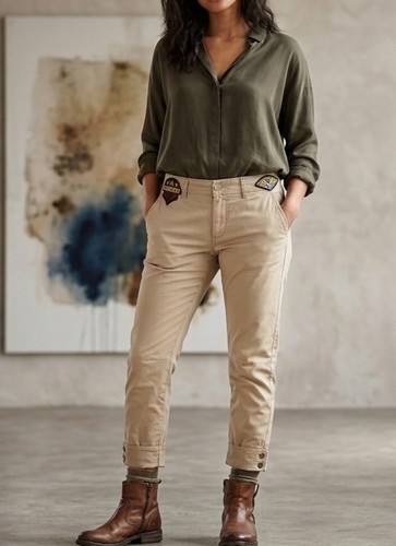 Pantaloni donna cotone beige - donna,