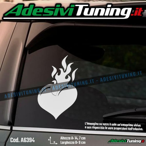 Adesivo cuore fiamme - in,