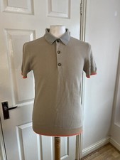 Polo lavorata a maglia Reiss Nineteen Seventy-One Reiss Wiley beige arancione taglia S