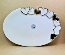 cuorematto vassoio ovale porcellana con cuori platino cm 14