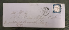 SARDEGNA 1863 15 CENT.  (11B) 6° GIORNO D'USO SU BUSTA DA LIVORNO X CUNEO -RARO