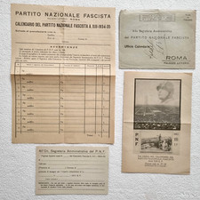 PNF Fascismo Ufficio Calendario Fascista Prenotazione Fac Simile Documento 1934