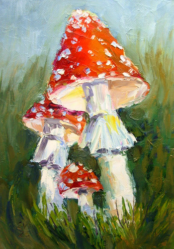 Fly agarics funghi dipinto - agarics,