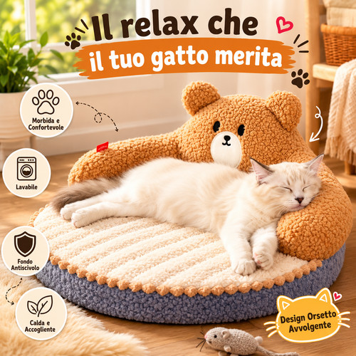 Cuccia gatto morbida orsetto - morbida,