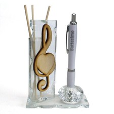 33151 Bomboniere Profumatore PortaPenne Cristallo per Battesimo Cuore Chiave Sol