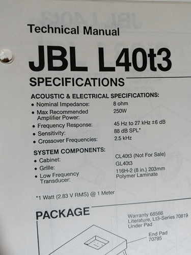 Jbl l40t3 altoparlanti - jbl,