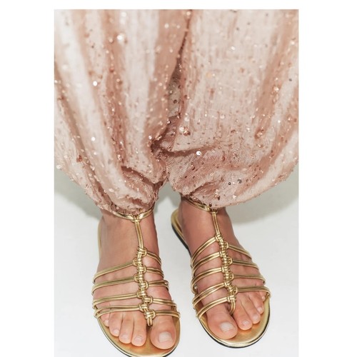 Nwt zara gold metallic - metallic, strappy