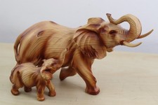 Statuina in resina effetto legno elefante e vitello Naturecraft 10X7" EXC spedizione gratuita