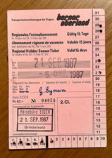 Abbonamento trasporti Regione Bernese Oberland Svizzera 1987