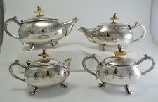 N5049 SPLENDIDO SERVIZIO DA TÈ THE E CAFFÈ 4 PZ IN ARGENTO SHEFFIELD COLLECTION