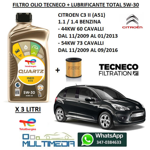 Kit filtro olio - total, 5w30