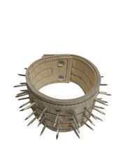 Collare antilupo fatto a mano in cuoio e tela con chiodi per cani Largezza:8cm