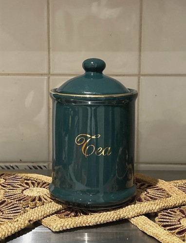 Green and gold ceramic tea - ceramic,