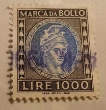 MARCA DA BOLLO-1000 LIRE-FILIGRANA STELLA 1962 RARO