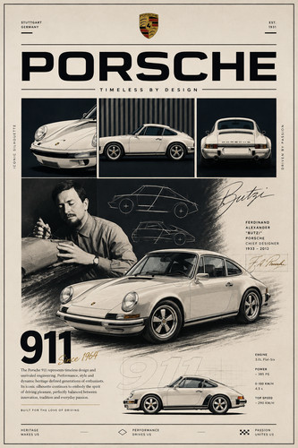 Porsche 911 tribute poster - porsche, a3