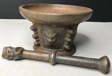 Mortaio Bronzo A Mascaron 18e 19e Farmacia Vintage Antico Vintage Μ