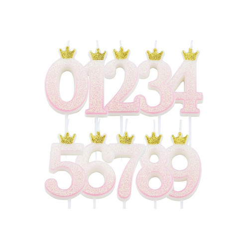 Candele numero rosa bianco - candele,