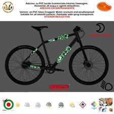 Kit adesivi vinile riflettente telaio bicicletta mtb bomb skull green reflective