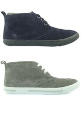 P2US PRADA SCARPE ALLA CAVIGLIA UOMO HI TOP SNEAKERS CAMOSCIO 100% BLU AUTENTICO - GRIGIO