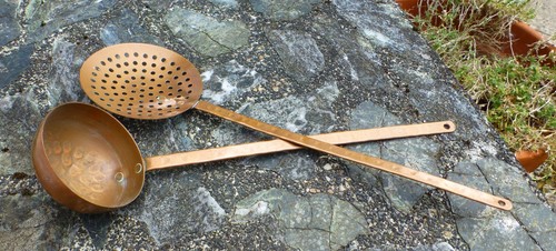 Antique copper utensil ladle - antique,