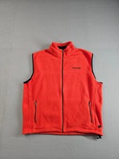 Timberland Giubbotto Uomo XL Rosso Full Zip Senza Maniche Collo Alto Zip Tasche Relax