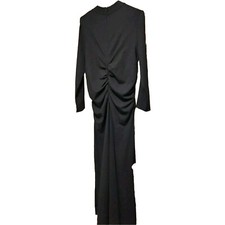 Abito donna ME+EM taglia UK 16 US 12 EU 44 nero maxi increspato scollo a V gotico strega 