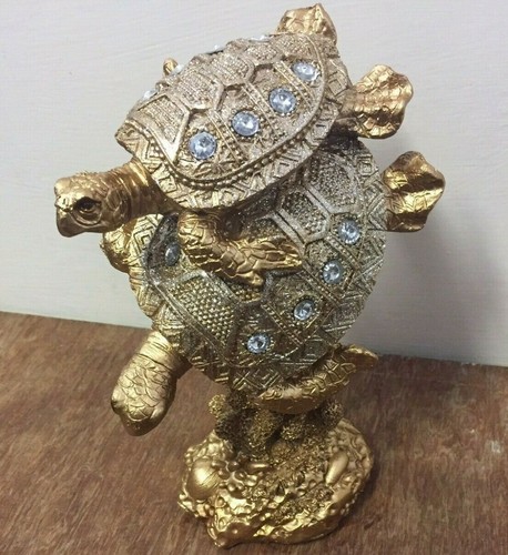Gold turtles ornament - ornament, pair