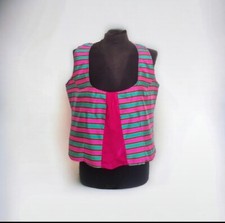 Canotta panciotto donna viola azzurro seta L