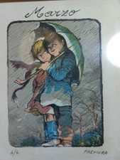 Piccola litografica del pittore Alberto Fremura- Marzo