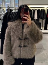 ZARA SHORT FAUX FUR COAT BROWN