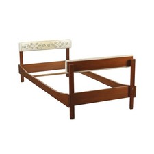 Letto Singolo Vintage Teak Tessuto Imbottitura Italia Anni 60