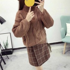 Womens Chunky High Neck Cable