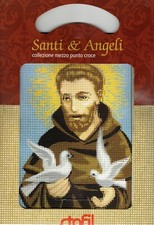  KIT STAFIL SANTI E ANGELI " SAN FRANCESCO " TELA MEZZO PUNTO STAMPATA+FILI