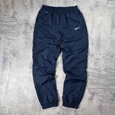 Pantaloni da pista vintage Nike nylon trapano blu Swoosh taglia L Hype Streetwear anni 00