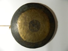 Antico TAM TAM GONG - CHAU GONG Tibet timbrato bronzo fatto a mano