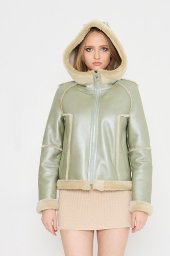 Giacca donna verde shearling