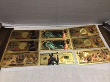 Naruto Gold Foil Plated Banknote 8 Pcs Naruto Orochimaru Set Plus 1 Card Extra