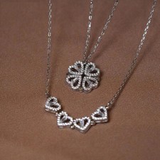 Collana a forma di cuore quadrifoglio ciondolo gioielli zircone donne amore cate