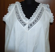 Camicia da notte •Misto Lino• Ricamata a mano con pizzo Sangallo •Vintage