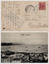 #1917 SPEZIA R.NAVE "VESPUCCI" ANNULLO BLUASTRO DELLA NAVE E CENSURA IN CARTELLA