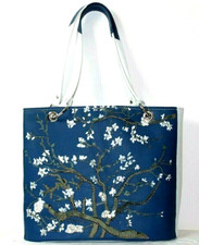 Borsa donna Van GOGH vera pelle blu fatta a mano arte italia dipinta borsetta borsetta