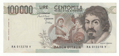 100000 lire caravaggio - lire,