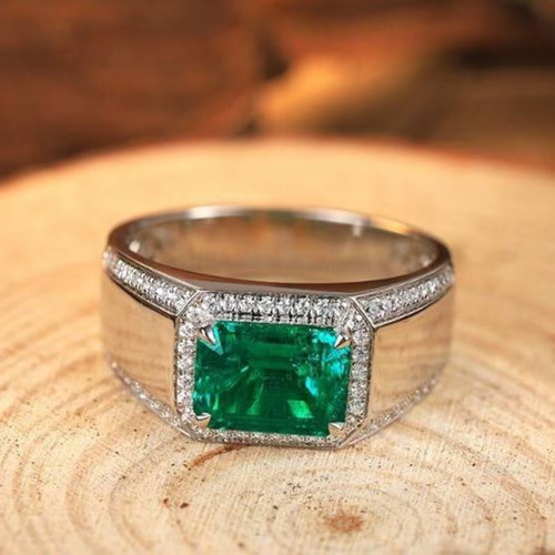 Anello uomo 8x10mm smeraldo - uomo,
