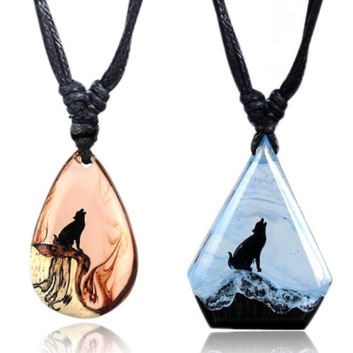 Collana con lupo epoxy e - in,