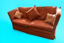Large high-backed deep red Knole sofa and matching sofa chair