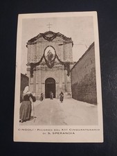 CINGOLI S. SPERANDIA ANTICA CARTOLINA CELEBRATIVA XIII CINQUANTENARIO ANIMATA VG