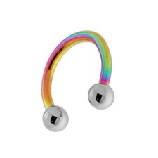 Body Piercing Circular Barbell Colore Boreale Arcobaleno mm 11 con Palline mm 3 