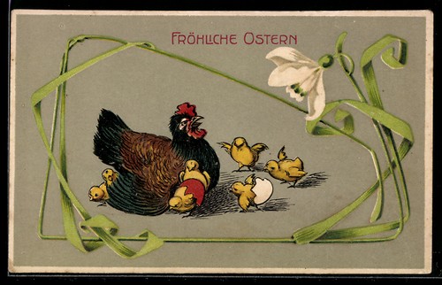 Gallina con pulcini pasquali